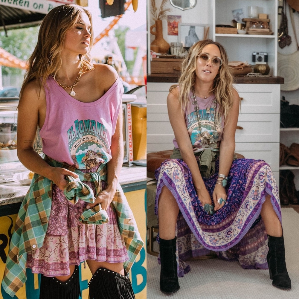 New Spell Designs El Romance Tank Lilac M Lavender Stevie Nicks Tee Singlet Top